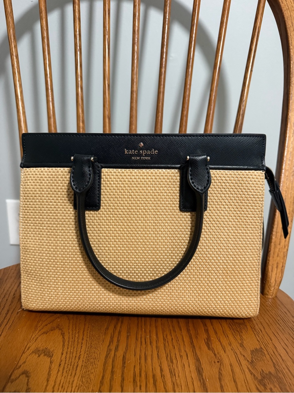 kate spade Black and Tan Woven Satchel